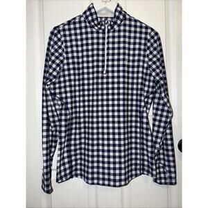 Rhoback Navy and White Checkered Women's Top
